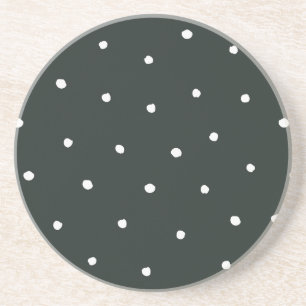 Dessous De Verre En Grès Moderne Ferme Maison Taches de Pois Noir & Blanc