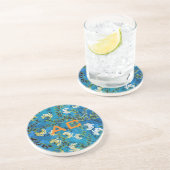 Dessous De Verre En Grès Moderne Monogramme Bleu Floral Chic (Côté)