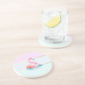 Dessous De Verre En Grès Moderne Pastel rayé, Flamants roses roses (Côté)