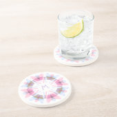 Dessous De Verre En Grès Moderne Rétro Monogramme Initial Rose Bleu Fantais (Côté)
