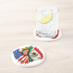 Dessous De Verre En Grès Mois du patrimoine hispanique Drapeau USA Mexique