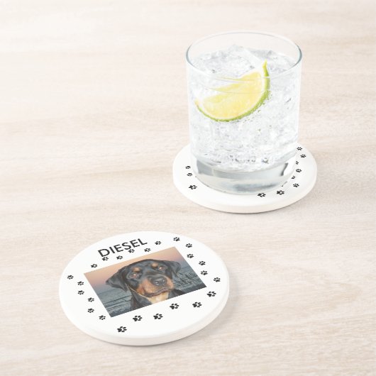 Dessous De Verre En Grès Mon bébé chien avec empreintes de pattes (Côté)