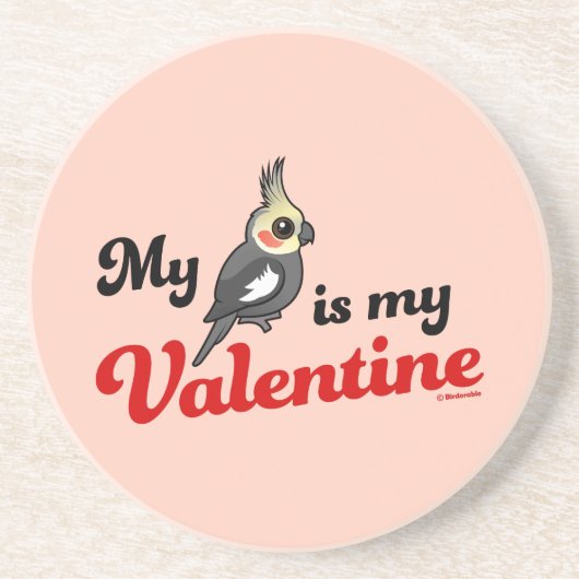 Dessous De Verre En Grès Mon Cockatiel est mon Valentine (Devant)