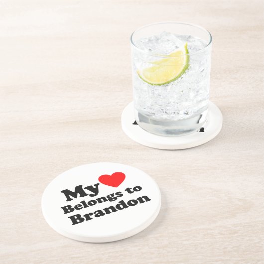 Dessous De Verre En Grès Mon coeur appartient à Brandon (Côté)