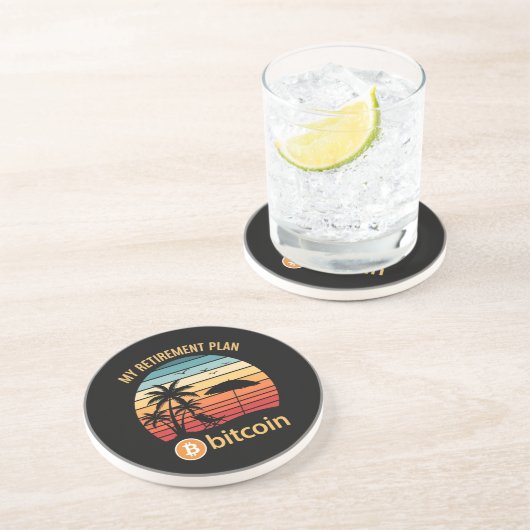 Dessous De Verre En Grès Mon Plan de Retraite Bitcoin Plage Coucher de Sole (Côté)