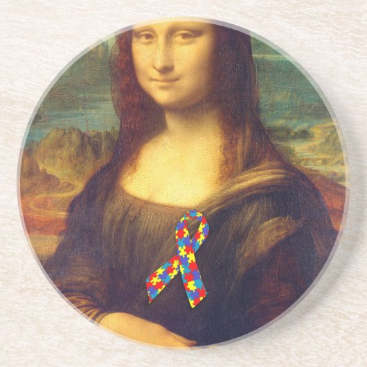 Dessous De Verre En Grès Mona Lisa Avec Ruban De Puzzle (Devant)
