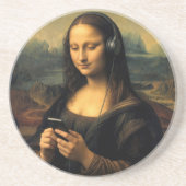 Dessous De Verre En Grès Mona Lisa moderne avec smartphone (Devant)