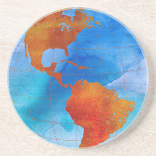 Dessous De Verre En Grès Monde aquarelle