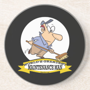 DESSOUS DE VERRE EN GRÈS MONDE LE PLUS GRAND MAINTENANCE HOMME CARTOON
