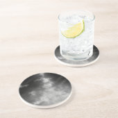 Dessous de verre en grès monochrome gris ciel de n (Côté)