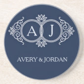 Dessous De Verre En Grès Monogram initials wedding frame minimal design (Devant)