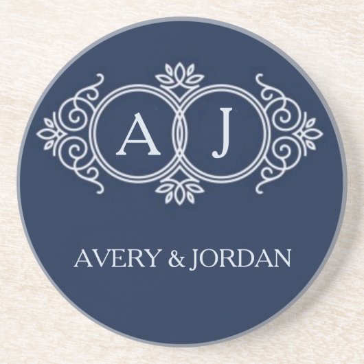 Dessous De Verre En Grès Monogram initials wedding frame minimal design (Devant)