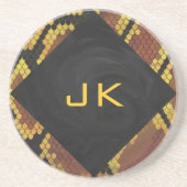Dessous De Verre En Grès Monogram Snake Brown et Gold Print (Devant)