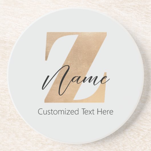 Dessous De Verre En Grès Monogram with Initial Z & Custom Name Personalized (Devant)