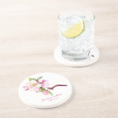 Dessous De Verre En Grès Monograme de Pink and White Apple Blossom (Côté)