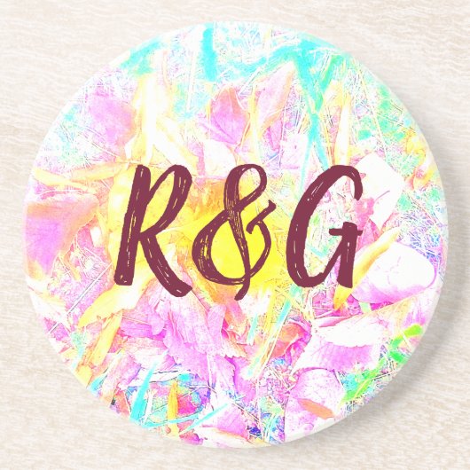 Dessous De Verre En Grès Monogramme Abstrait (Devant)
