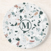 Dessous De Verre En Grès Monogramme Abstrait Terrazzo Motif (Devant)