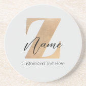 Dessous De Verre En Grès Monogramme avec initiale Z et nom personnalisé (Devant)
