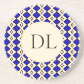 Dessous De Verre En Grès Monogramme Bleu Royal (Devant)