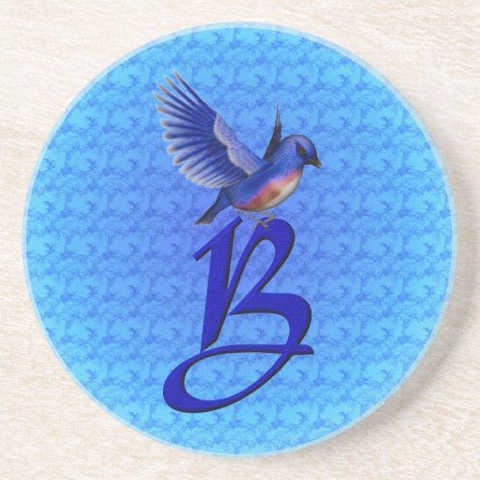 Dessous De Verre En Grès Monogramme Bluebird initial B élégant (Devant)