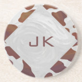 Dessous De Verre En Grès Monogramme Brown et blanc de vache (Devant)