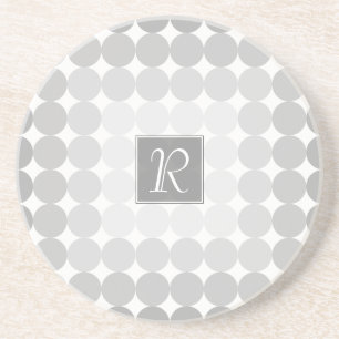 Dessous De Verre En Grès Monogramme Cercles Gris Moderne