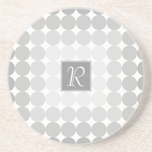 Dessous De Verre En Grès Monogramme Cercles Gris Moderne (Devant)