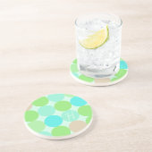 Dessous De Verre En Grès Monogramme Cercles Turquoise Bleu Vert & Orange (Côté)