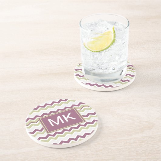 Dessous De Verre En Grès Monogramme Chevron Brick (Côté)