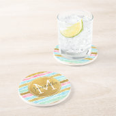 Dessous De Verre En Grès Monogramme Chic Gold Watercolor (Côté)