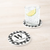 Dessous De Verre En Grès Monogramme classique noir blanc de buffle plaqué (Côté)