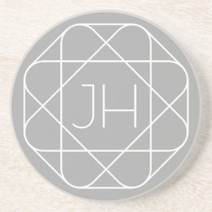 Dessous De Verre En Grès Monogramme Cool, Style de Logo Hip Vibe   Gris & B