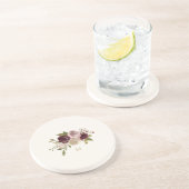 Dessous De Verre En Grès Monogramme d'aquarelle florale rose-bourgogne mode (Côté)