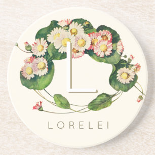 Dessous De Verre En Grès Monogramme de couronne Art nouveau pour personnali