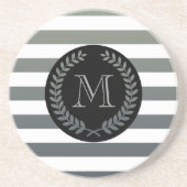 Dessous De Verre En Grès Monogramme de couronne de laurier gris (Devant)