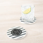 Dessous De Verre En Grès Monogramme de couronne de laurier gris (Côté)