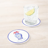 Dessous De Verre En Grès Monogramme de gingembre | Bow rouge (Côté)