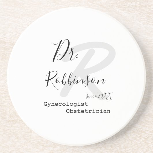 Dessous De Verre En Grès Monogramme de gynécologue obstétricien sur mesure (Devant)