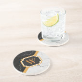 Dessous De Verre En Grès Monogramme de marbre (Côté)