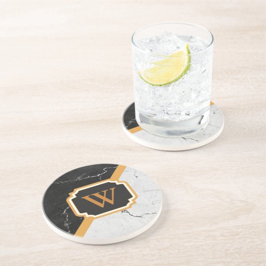 Dessous De Verre En Grès Monogramme de marbre (Côté)