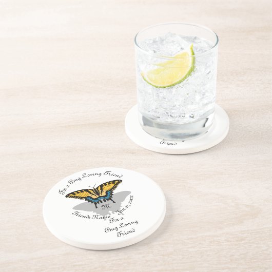 Dessous De Verre En Grès Monogramme de papillon Swallowtail (Côté)