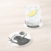 Dessous De Verre En Grès Monogramme de Pleine lune de faucon (Côté)