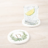 Dessous De Verre En Grès Monogramme d'or Folio initial Blanc (Côté)