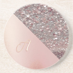 Dessous De Verre En Grès Monogramme élégant en or rose