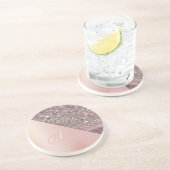 Dessous De Verre En Grès Monogramme élégant or rose (Côté)