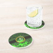 Dessous De Verre En Grès MONogramme Émeraude NOIR ET VERT (Côté)