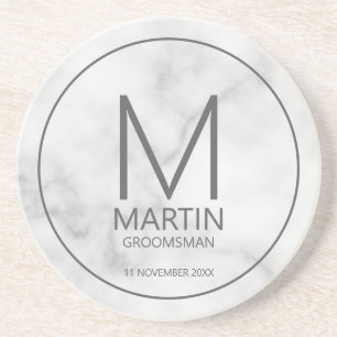Dessous De Verre En Grès Monogramme et nom personnalisé moderne Groomsmen C