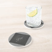 Dessous De Verre En Grès Monogramme gris ardoise (Côté)