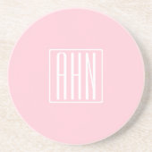 Dessous De Verre En Grès Monogramme initial | Blanc sur rose clair (Devant)