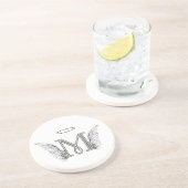 Dessous De Verre En Grès Monogramme initial de la lettre M avec des ailes (Côté)